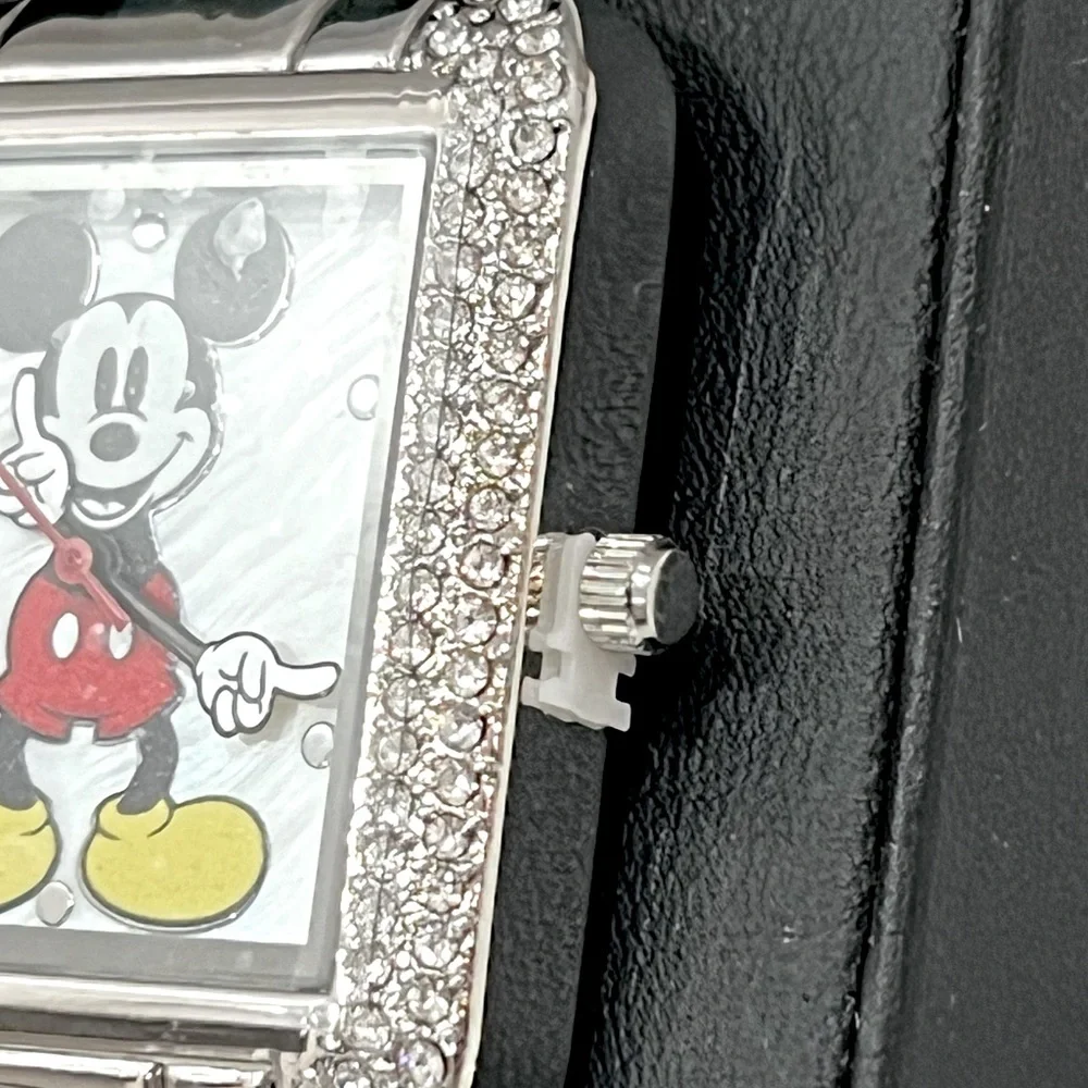 DISNEY Women’s Mickey Mouse Crystal Embellished Silvertone Watch
